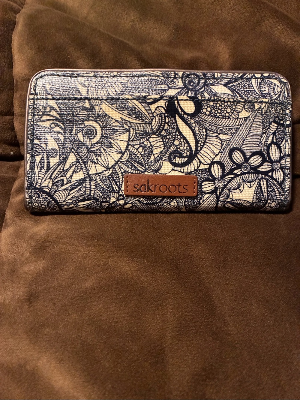 Sakroots Navy and different shades of blue Floral snap button Wallet